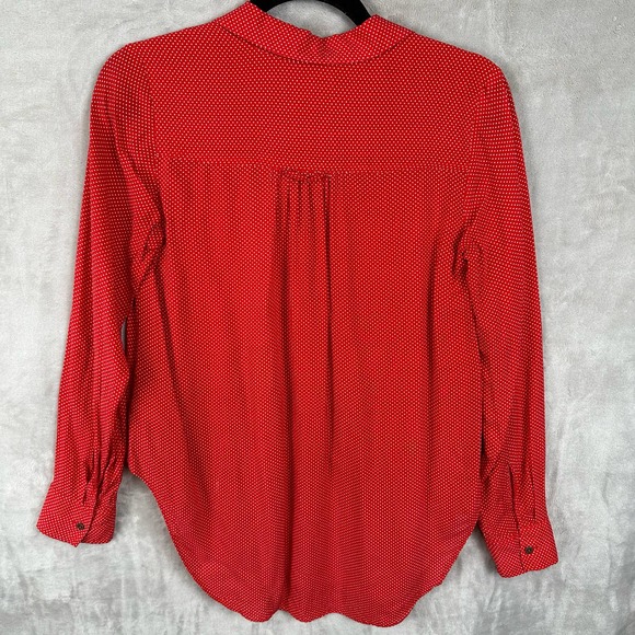 Maeve Anthropologie Shirt Womens Extra Small Red White Polka Dot Matilda Tie - Picture 8 of 13